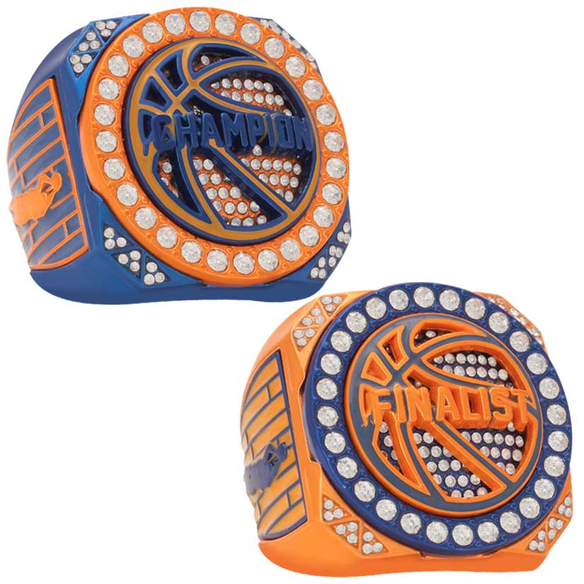 Orange & Blue Basketball Champion & Finalist Rings | Court Series