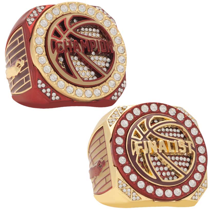Crimson & Gold Basketball Champion & Finalist Rings | Court Series