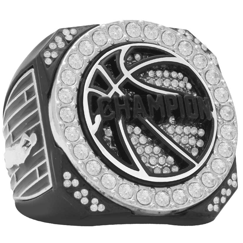 Black & Silver Basketball Champion & Finalist Rings | Court Series
