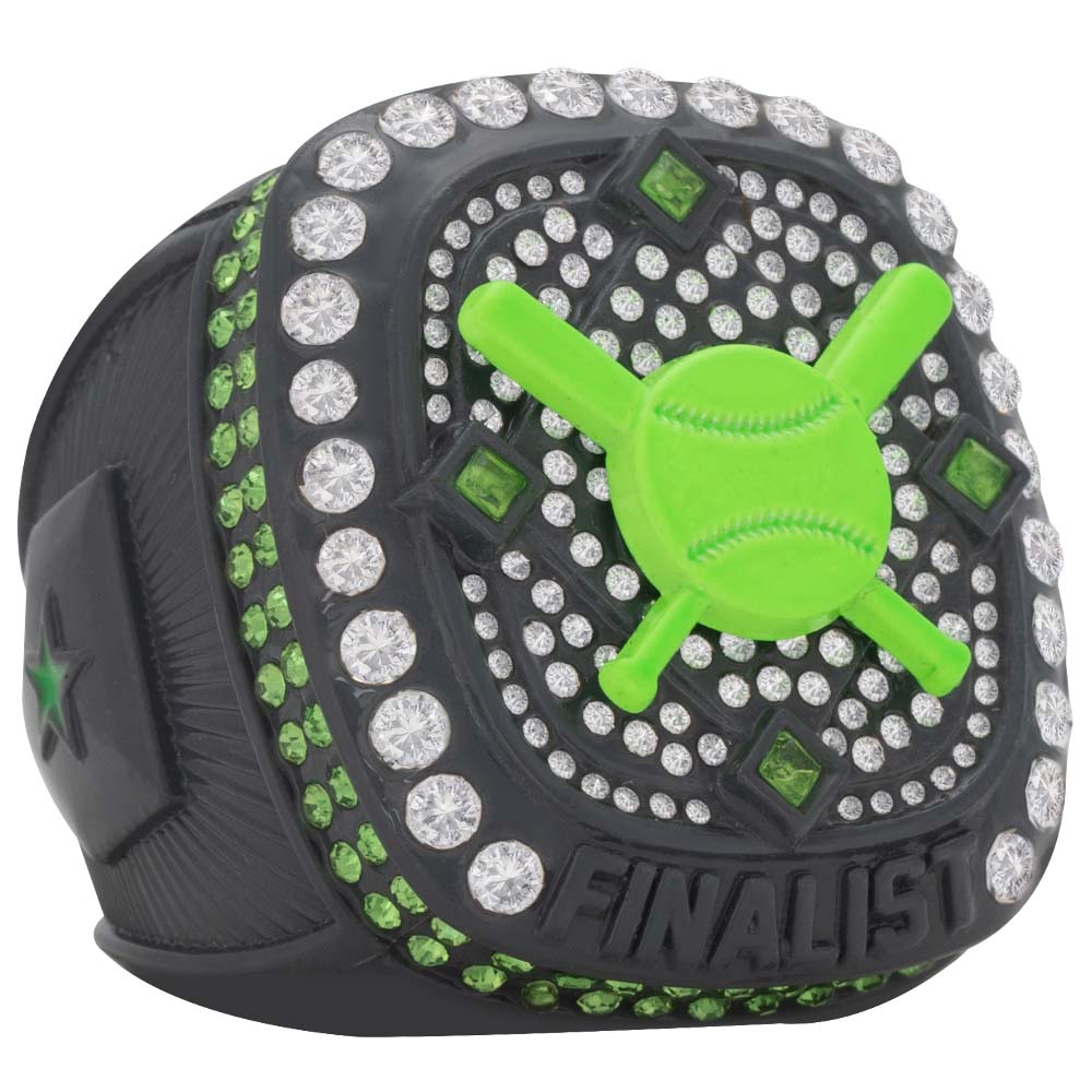 Crossed Bat Series Ring  - Neon Green & Gray